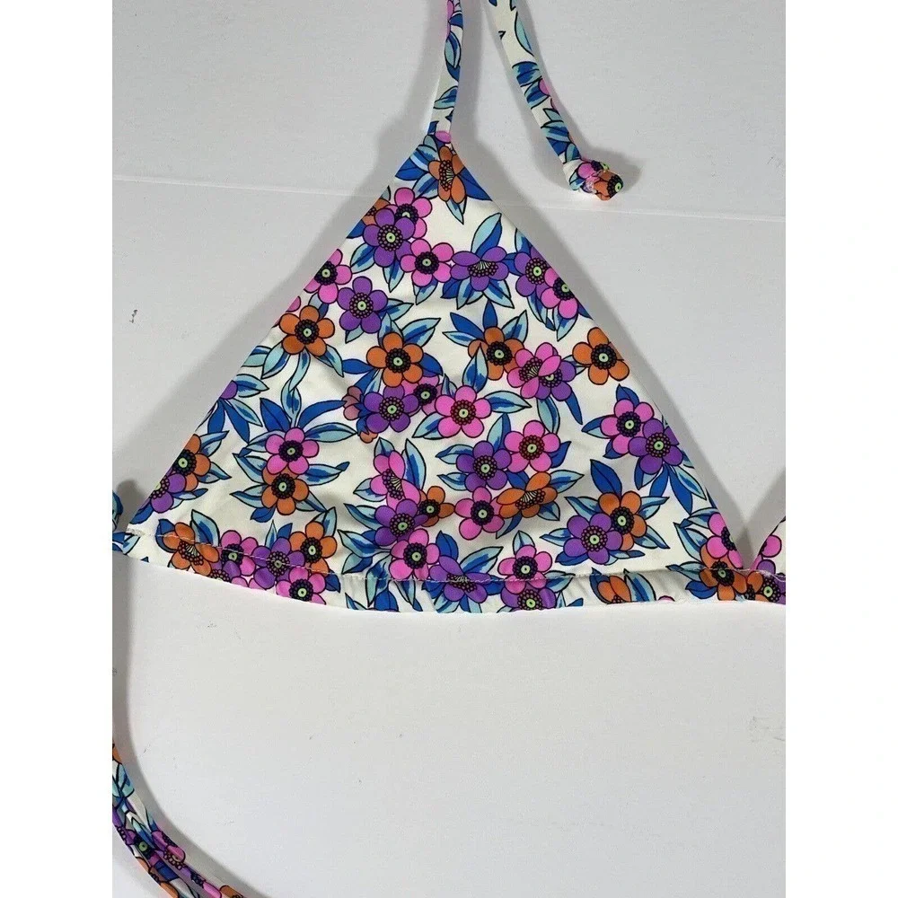 Frankies Bikinis Tia Floral Triangle Women's Bikini Top Flower Farm Sz - M